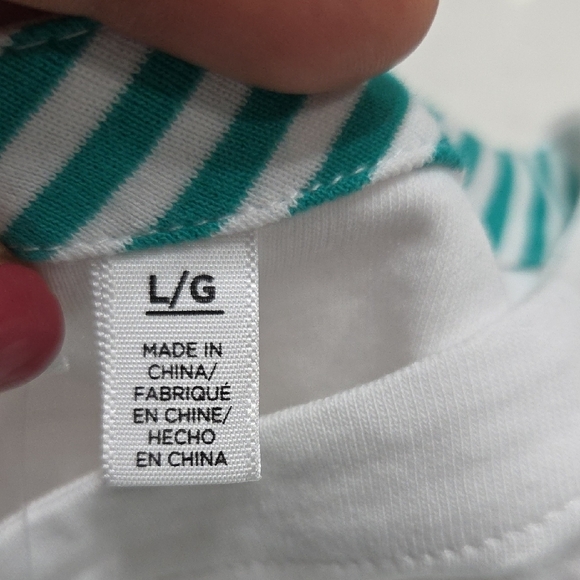 Rafaella Women's 3/4 Sleeves Blue and White Striped Blouse Sz L 100% Cotton New - Picture 4 of 10